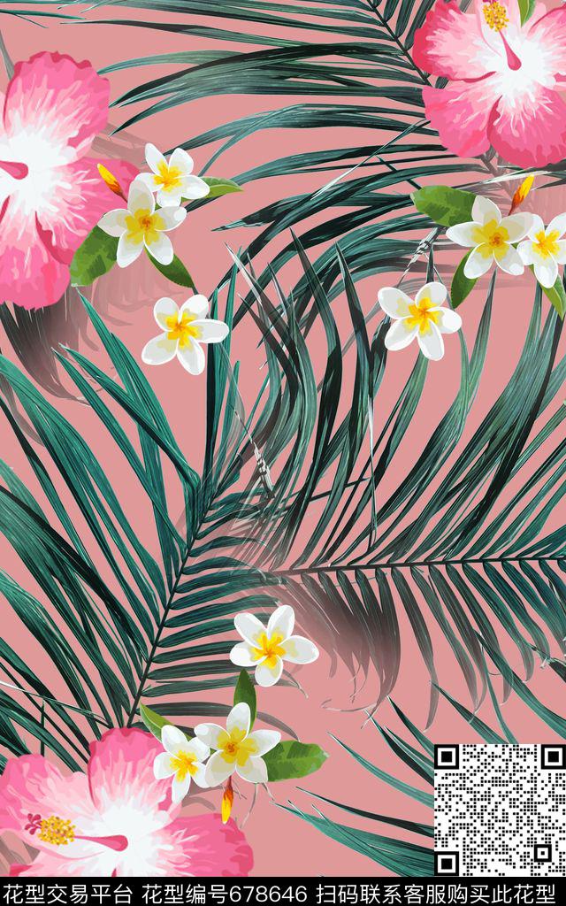 大花牡丹玫瑰数码印花华亿平台下载（图片编号: 678646） - 瓦栏（Walan）