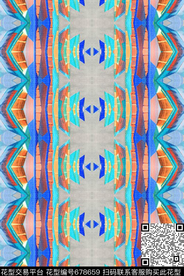 几何炫彩不规则几何色块数码印花华亿平台下载（图片编号: 678659） - 瓦栏（Walan）