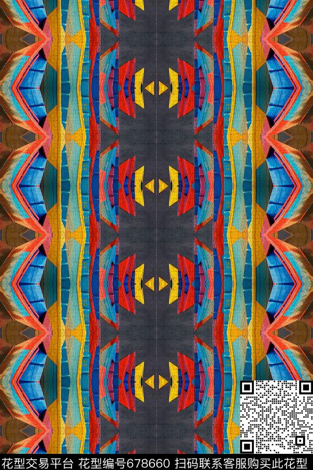 几何炫彩不规则几何色块数码印花华亿平台下载（图片编号: 678660） - 瓦栏（Walan）
