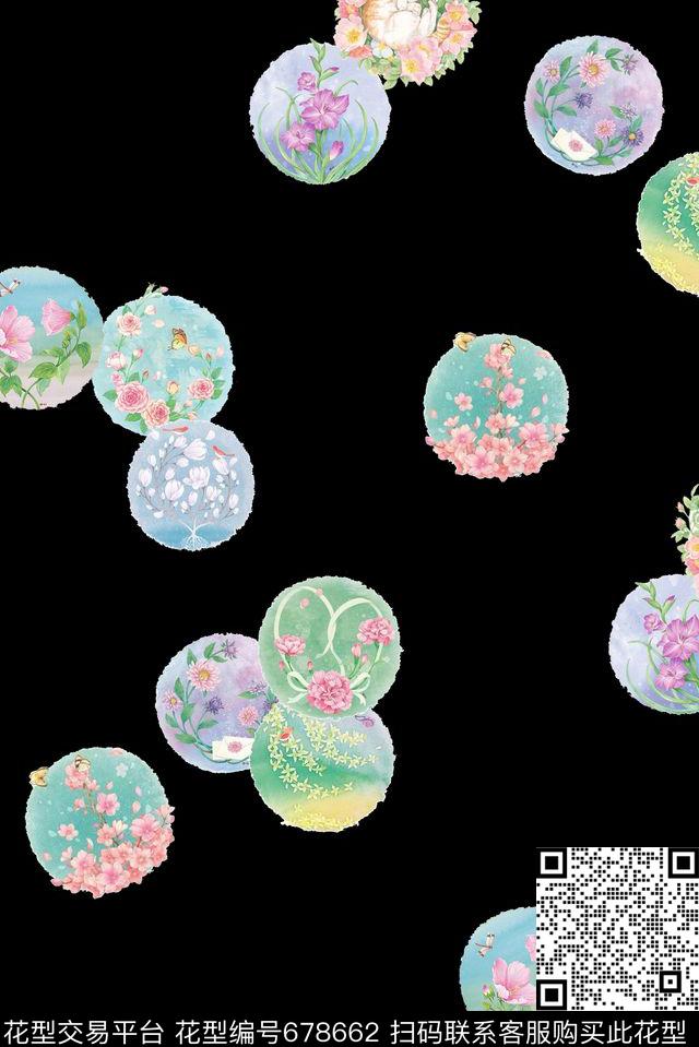 手绘圆形波点数码印花华亿平台下载（图片编号: 678662） - 瓦栏（Walan）