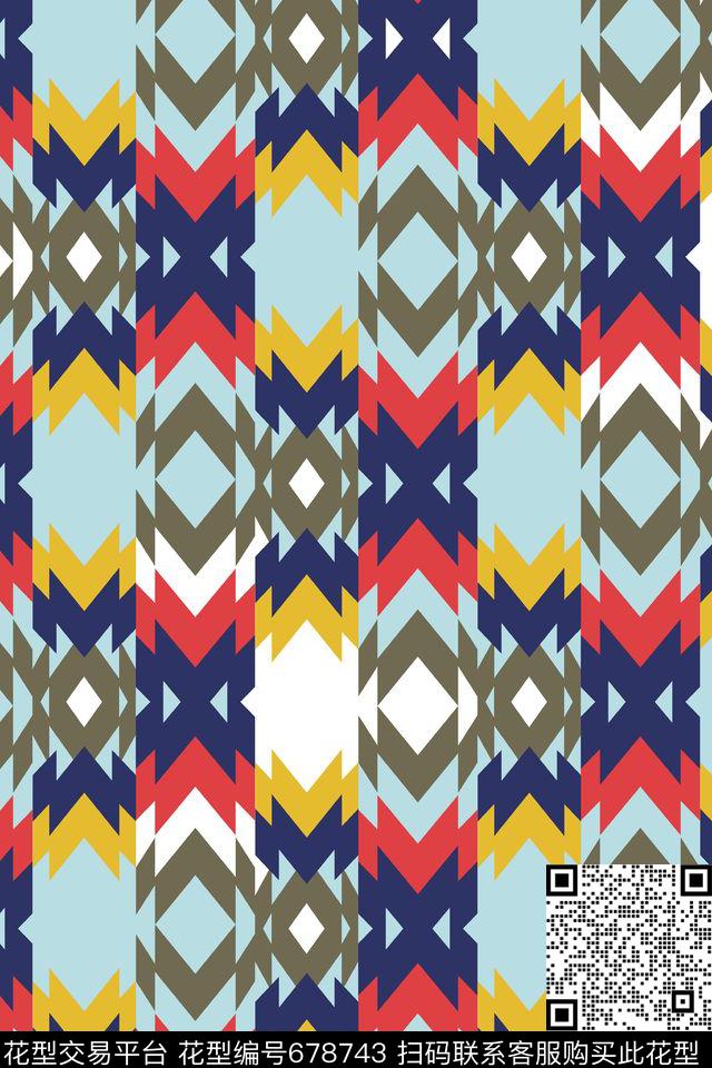 不规则几何方格菱形传统印花华亿平台下载（图片编号: 678743） - 瓦栏（Walan）