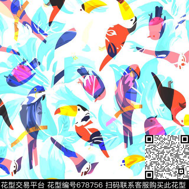 丝巾专供款热带数码印花华亿平台下载（图片编号: 678756） - 瓦栏（Walan）