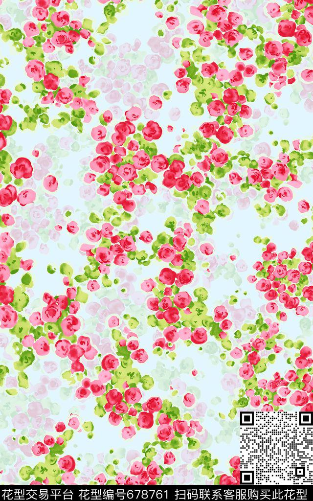 小碎花花卉花朵花蕾数码印花华亿平台下载（图片编号: 678761） - 瓦栏（Walan）