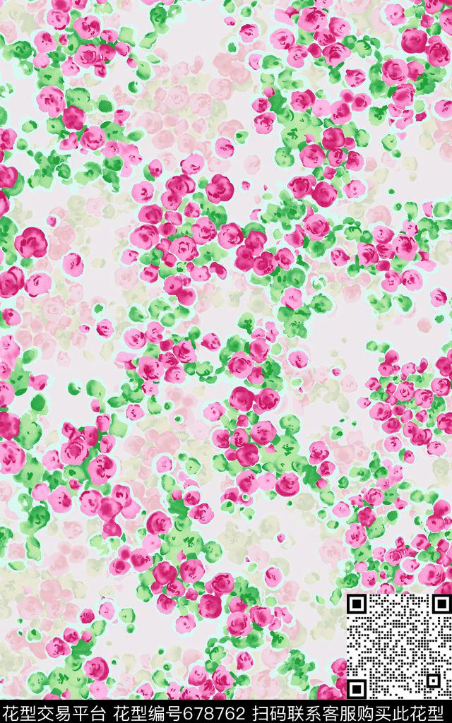 小碎花花卉花朵花蕾数码印花华亿平台下载（图片编号: 678762） - 瓦栏（Walan）