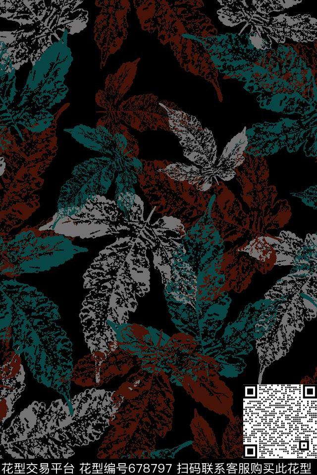 男装叶子商务休闲传统印花华亿平台下载（图片编号: 678797） - 瓦栏（Walan）