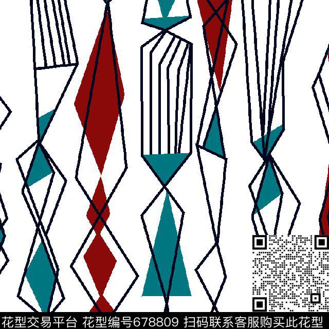 不规则几何菱形色块传统印花华亿平台下载（图片编号: 678809） - 瓦栏（Walan）
