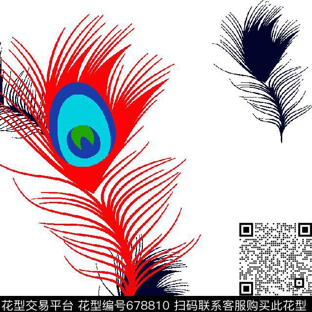 孔雀羽毛抽象衬衫传统印花华亿平台下载（图片编号: 678810） - 瓦栏（Walan）