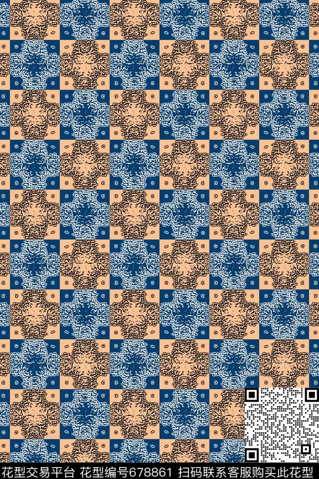 格子图案创意格子几何炫彩数码印花华亿平台下载（图片编号: 678861） - 瓦栏（Walan）