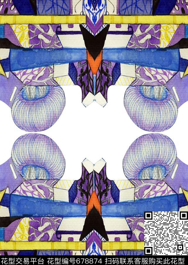 青春抽象亮丽数码印花华亿平台下载（图片编号: 678874） - 瓦栏（Walan）