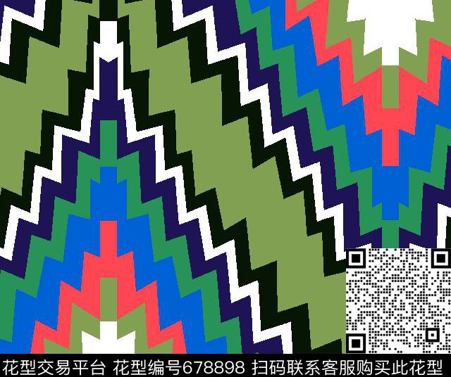线条几何七彩传统印花华亿平台下载（图片编号: 678898） - 瓦栏（Walan）