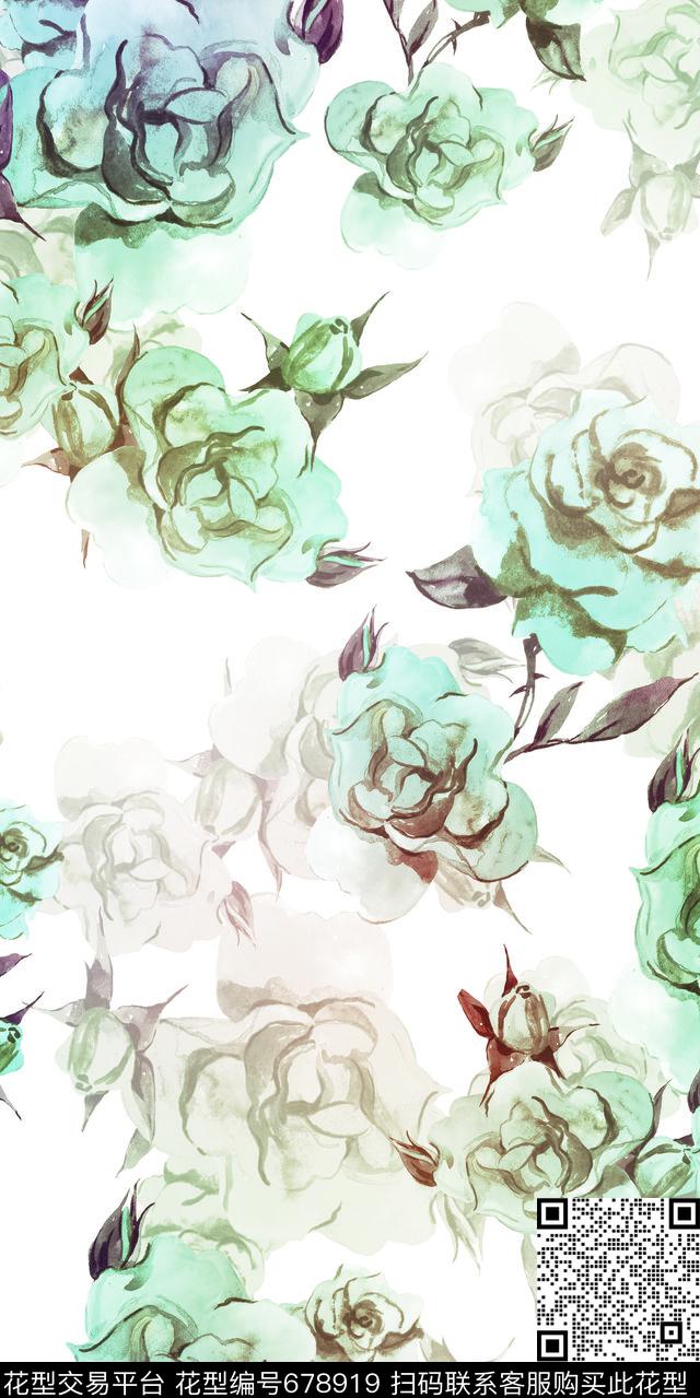 乱花手绘花卉数码印花华亿平台下载（图片编号: 678919） - 瓦栏（Walan）