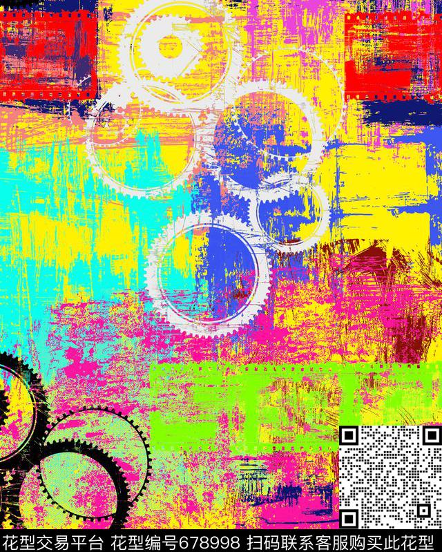 线条抽象纹路数码印花华亿平台下载（图片编号: 678998） - 瓦栏（Walan）