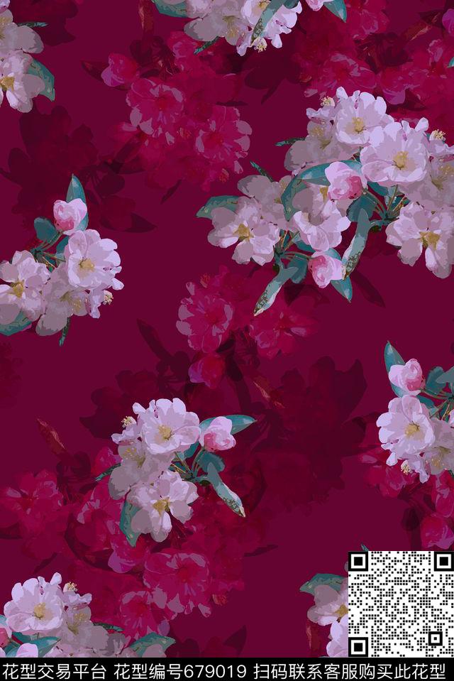 海棠花花卉饰品数码印花华亿平台下载（图片编号: 679019） - 瓦栏（Walan）