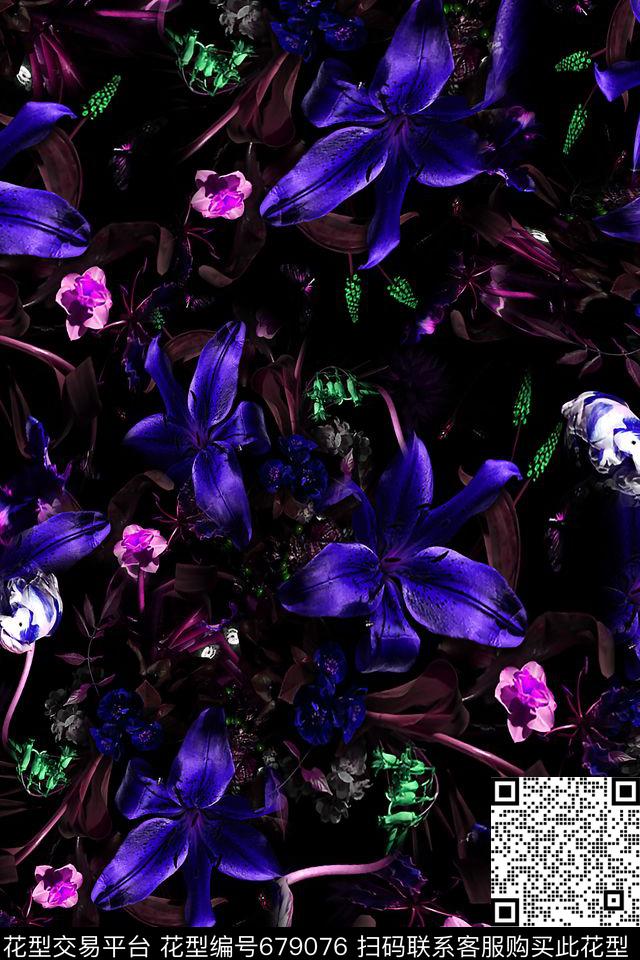 女装花卉油画数码印花华亿平台下载（图片编号: 679076） - 瓦栏（Walan）