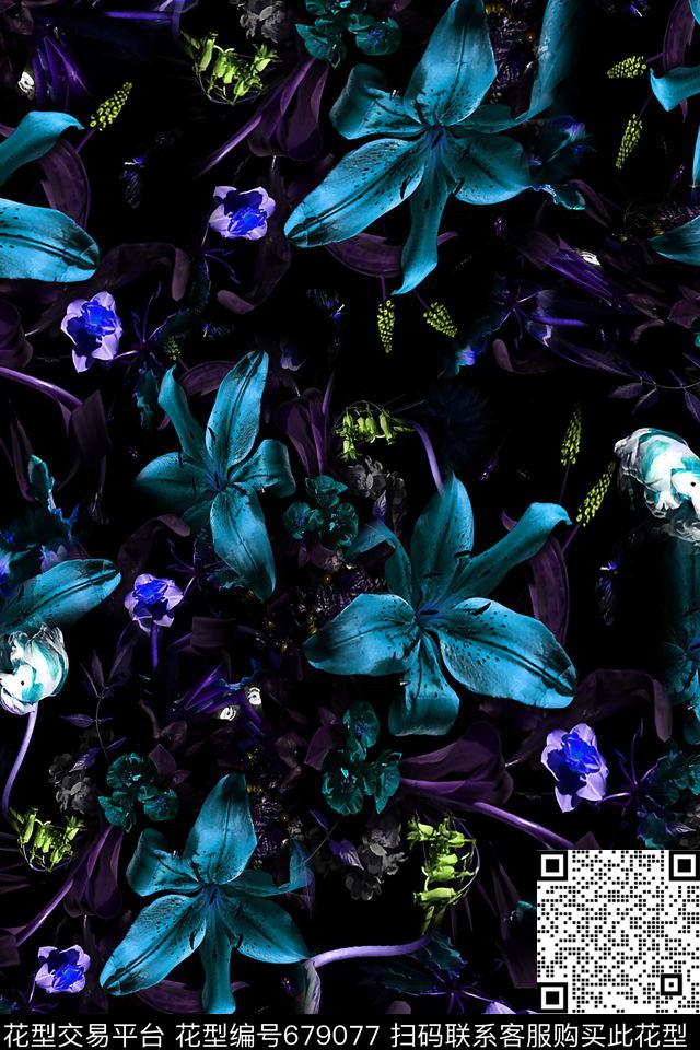 女装花卉油画数码印花华亿平台下载（图片编号: 679077） - 瓦栏（Walan）