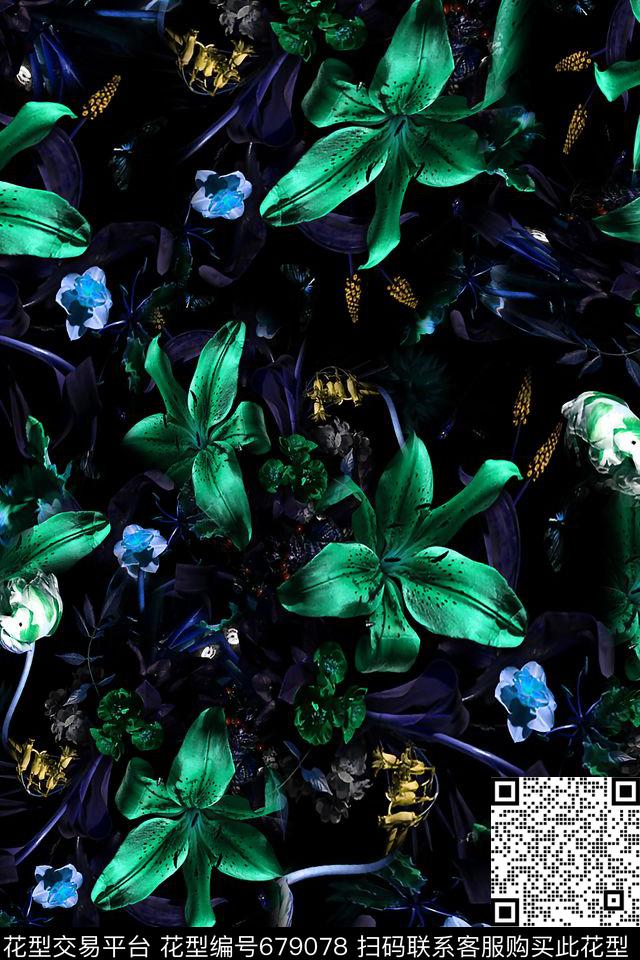 女装花卉油画数码印花华亿平台下载（图片编号: 679078） - 瓦栏（Walan）