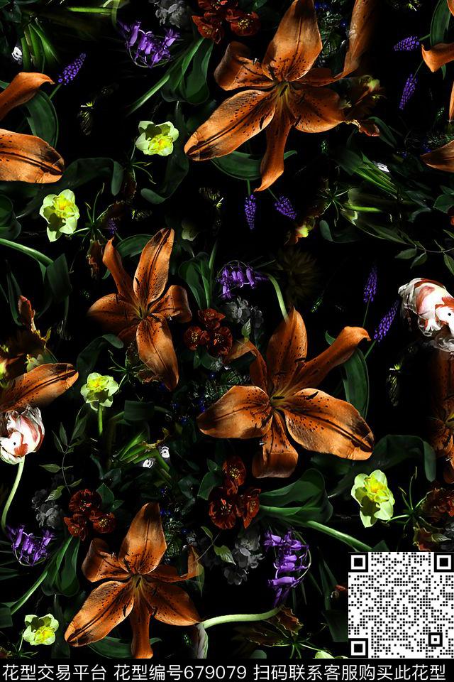女装花卉油画数码印花华亿平台下载（图片编号: 679079） - 瓦栏（Walan）