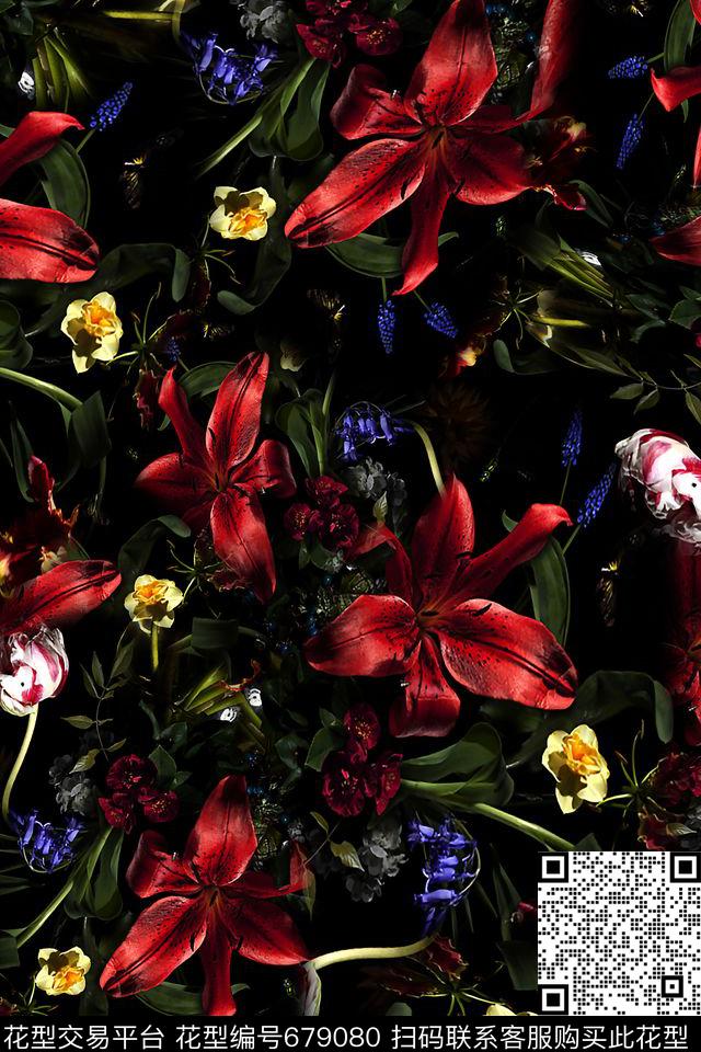 女装花卉油画数码印花华亿平台下载（图片编号: 679080） - 瓦栏（Walan）