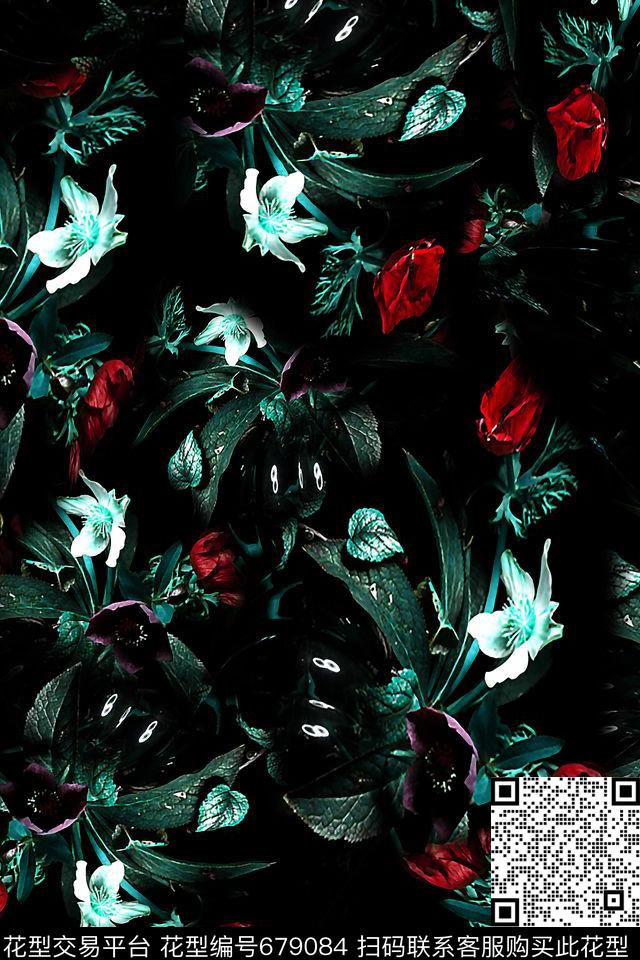 女装花卉油画数码印花华亿平台下载（图片编号: 679084） - 瓦栏（Walan）