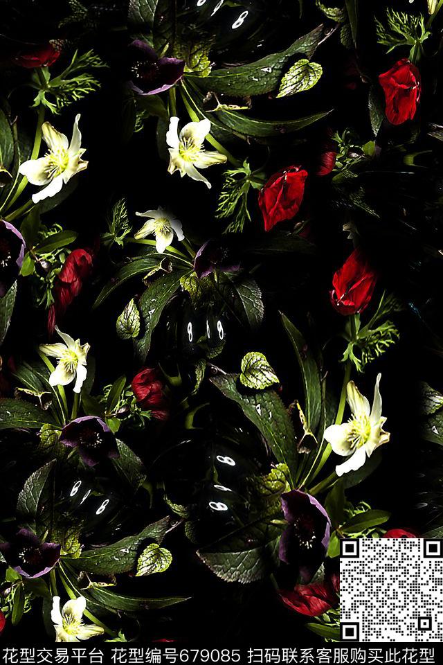 女装花卉油画数码印花华亿平台下载（图片编号: 679085） - 瓦栏（Walan）