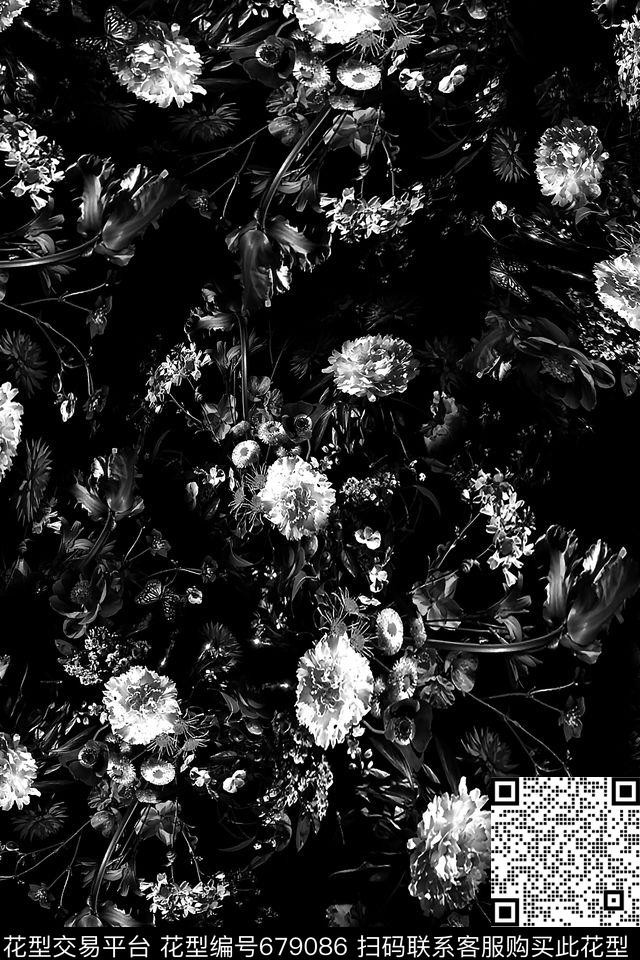 女装花卉油画数码印花华亿平台下载（图片编号: 679086） - 瓦栏（Walan）