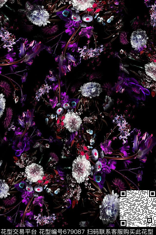 女装花卉油画数码印花华亿平台下载（图片编号: 679087） - 瓦栏（Walan）