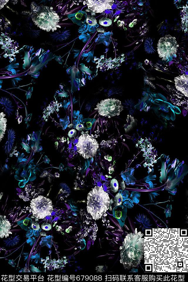 女装花卉油画数码印花华亿平台下载（图片编号: 679088） - 瓦栏（Walan）