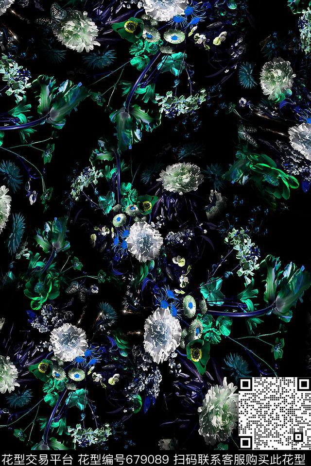 女装花卉油画数码印花华亿平台下载（图片编号: 679089） - 瓦栏（Walan）