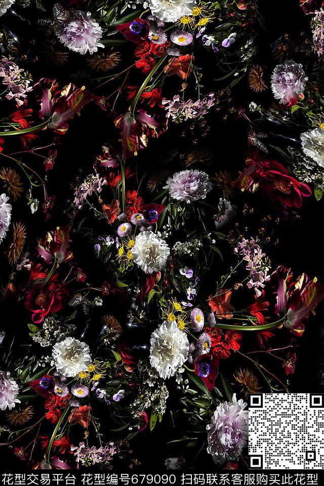女装花卉油画数码印花华亿平台下载（图片编号: 679090） - 瓦栏（Walan）