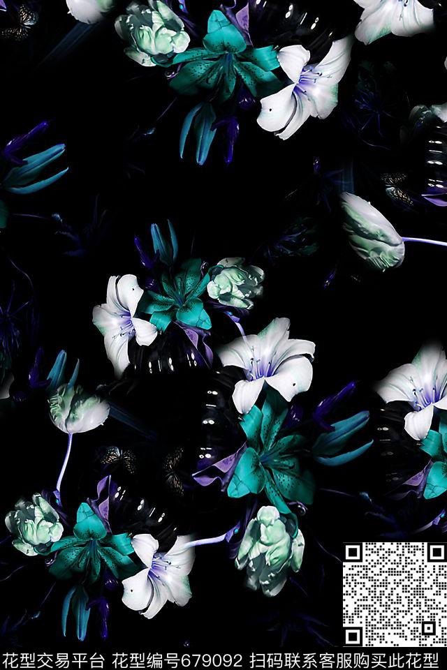 女装花卉油画数码印花华亿平台下载（图片编号: 679092） - 瓦栏（Walan）