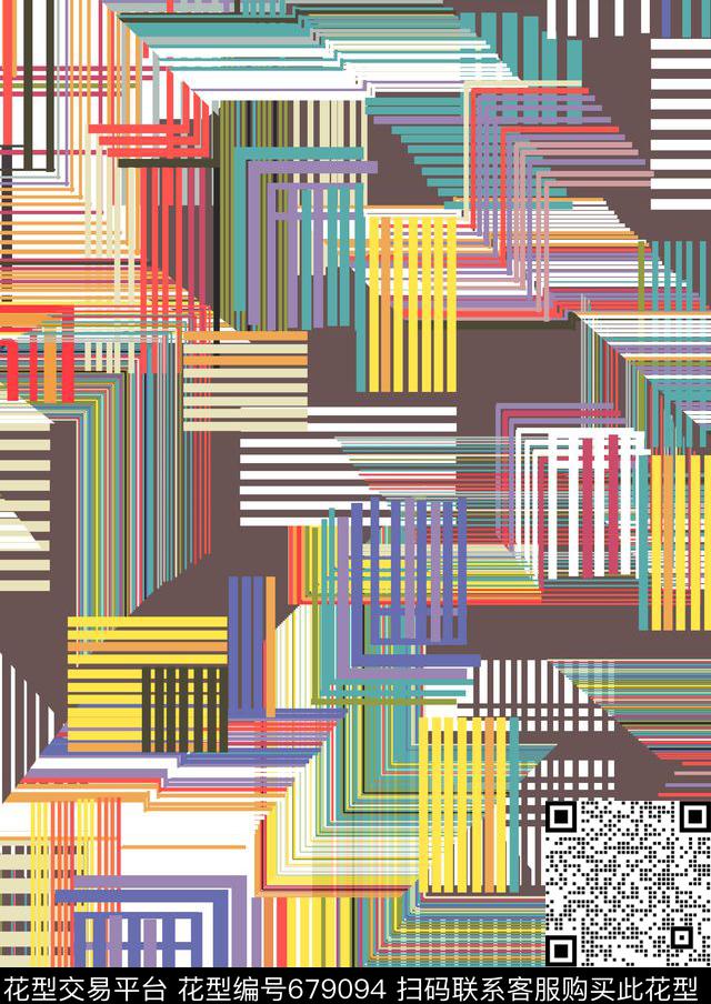 马赛克小方块解构传统印花华亿平台下载（图片编号: 679094） - 瓦栏（Walan）