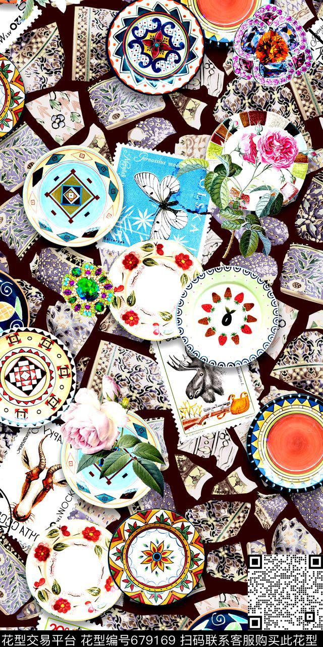 满版瓷碗邮票数码印花华亿平台下载（图片编号: 679169） - 瓦栏（Walan）