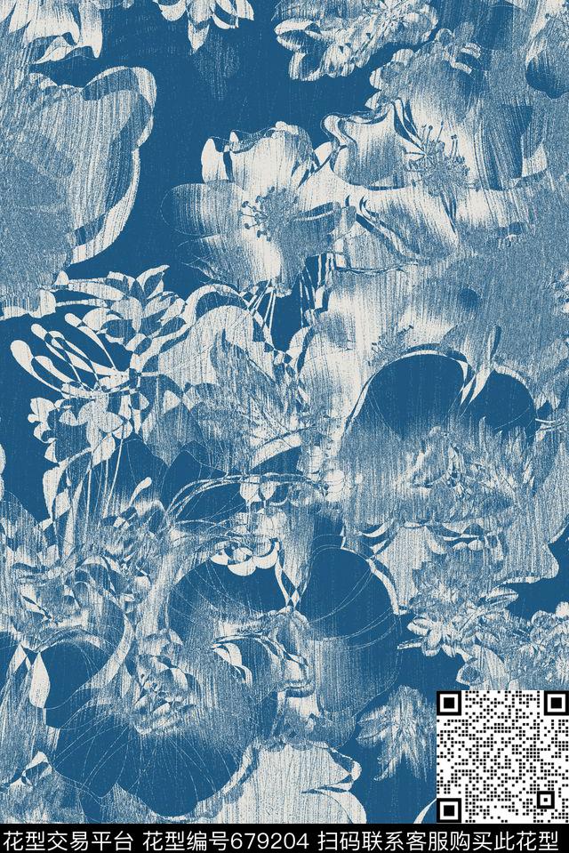 男装手绘肌理牛仔布数码印花华亿平台下载（图片编号: 679204） - 瓦栏（Walan）