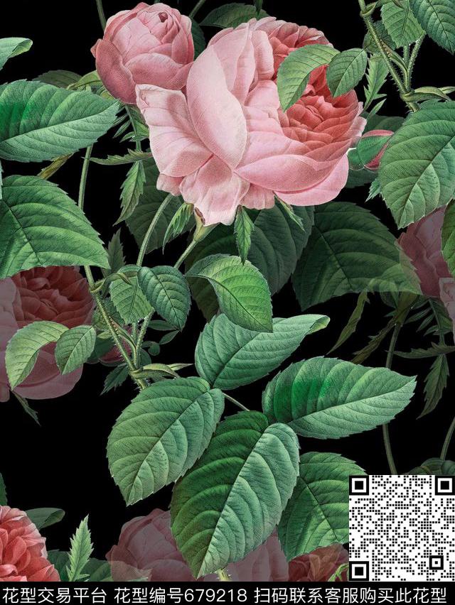 植物复古花卉数码印花华亿平台下载（图片编号: 679218） - 瓦栏（Walan）