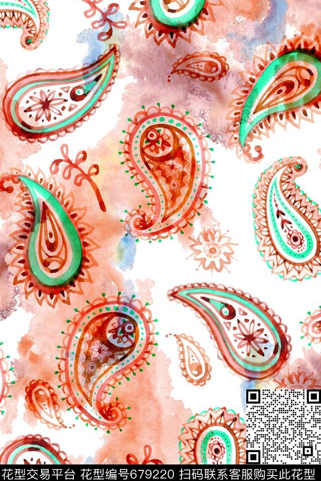 夏日民族风佩斯利火腿纹数码印花华亿平台下载（图片编号: 679220） - 瓦栏（Walan）