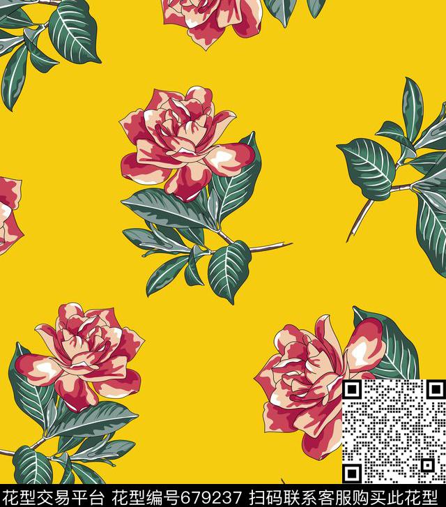 花卉女装家纺传统印花华亿平台下载（图片编号: 679237） - 瓦栏（Walan）