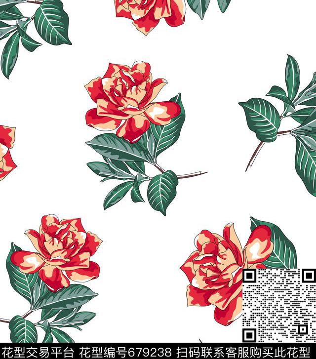 花卉女装家纺传统印花华亿平台下载（图片编号: 679238） - 瓦栏（Walan）