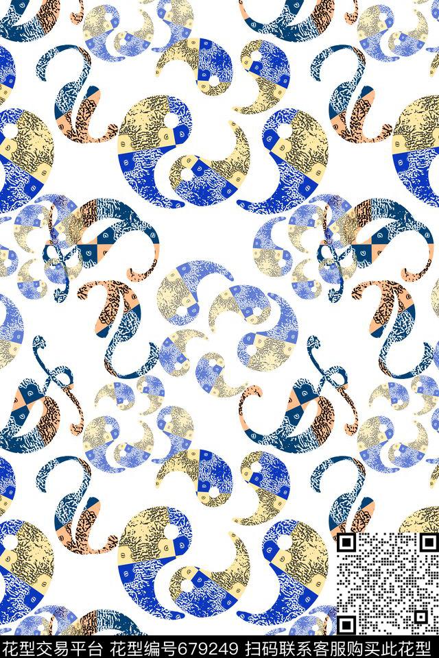 火腿花佩斯利图案腰果数码印花华亿平台下载（图片编号: 679249） - 瓦栏（Walan）