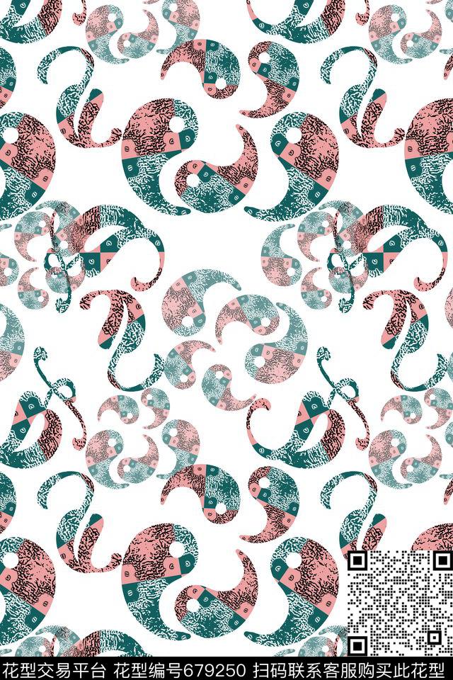 火腿花佩斯利图案腰果数码印花华亿平台下载（图片编号: 679250） - 瓦栏（Walan）