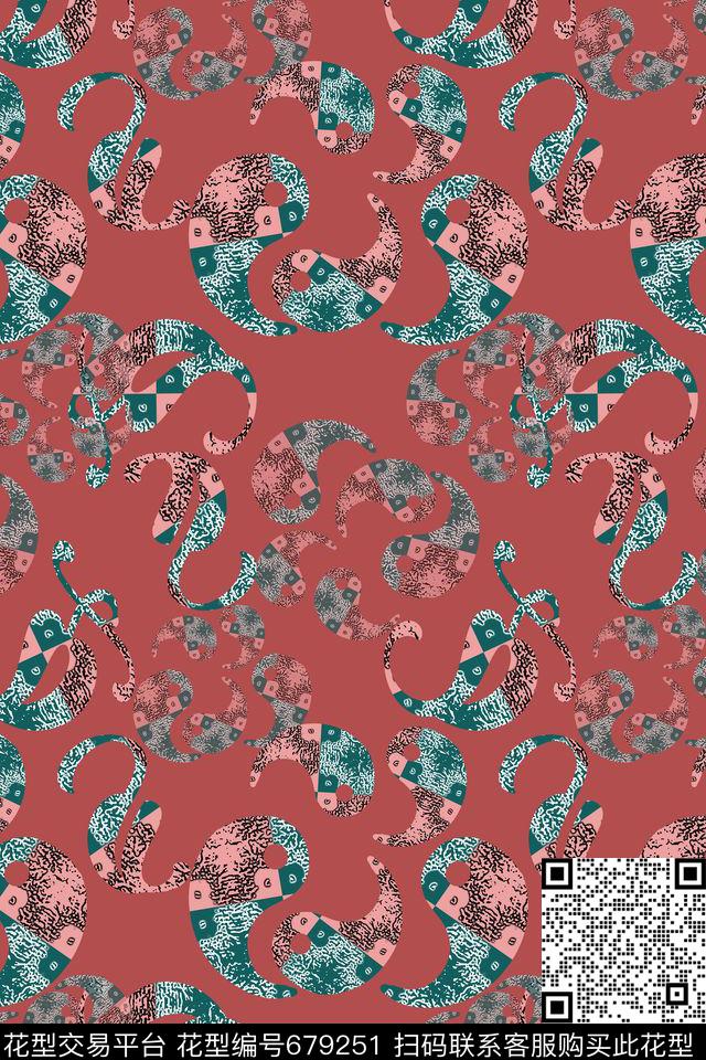 火腿花佩斯利图案腰果数码印花华亿平台下载（图片编号: 679251） - 瓦栏（Walan）