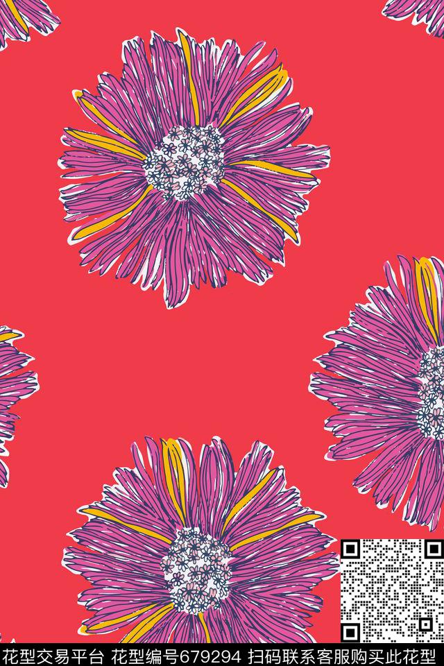 女装向日葵大花数码印花华亿平台下载（图片编号: 679294） - 瓦栏（Walan）