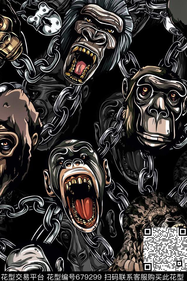 猴子猩猩Fei-男装数码印花华亿平台下载（图片编号: 679299） - 瓦栏（Walan）