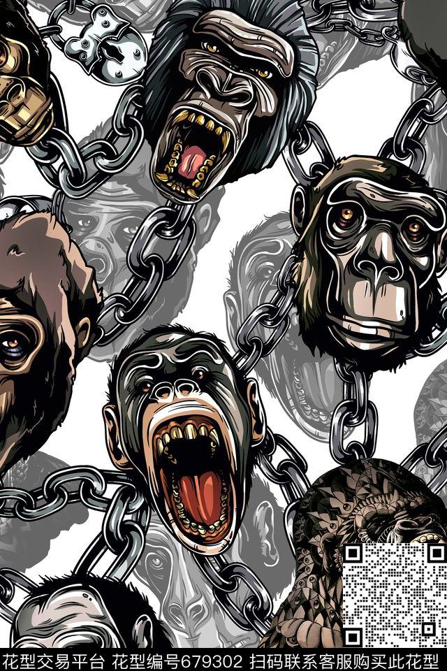 猴子猩猩Fei-男装数码印花华亿平台下载（图片编号: 679302） - 瓦栏（Walan）