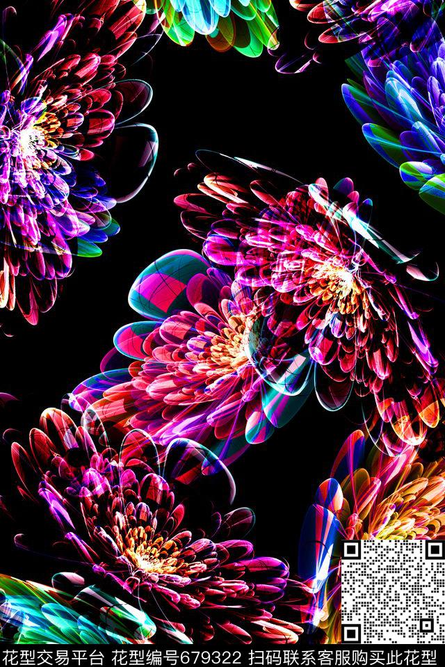 时尚抽象手绘几何分形家肌理纹理数码印花时尚潮流女装泳装彩绘彩色裙子丝巾印花雪纺真丝棉布料印花数码印花华亿平台下载（图片编号: 679322） - 瓦栏（Walan）