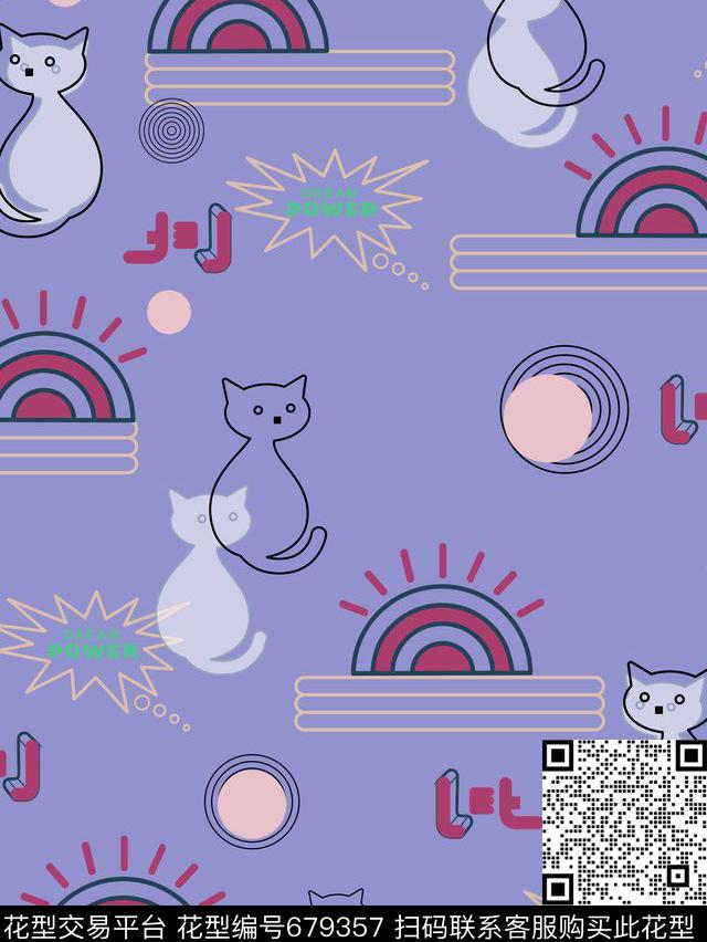 卡通几何儿童数码印花华亿平台下载（图片编号: 679357） - 瓦栏（Walan）