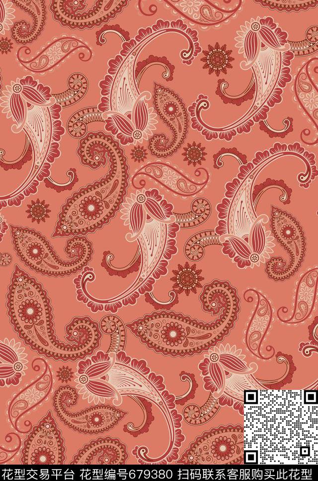 火腿花腰果佩斯利传统印花华亿平台下载（图片编号: 679380） - 瓦栏（Walan）