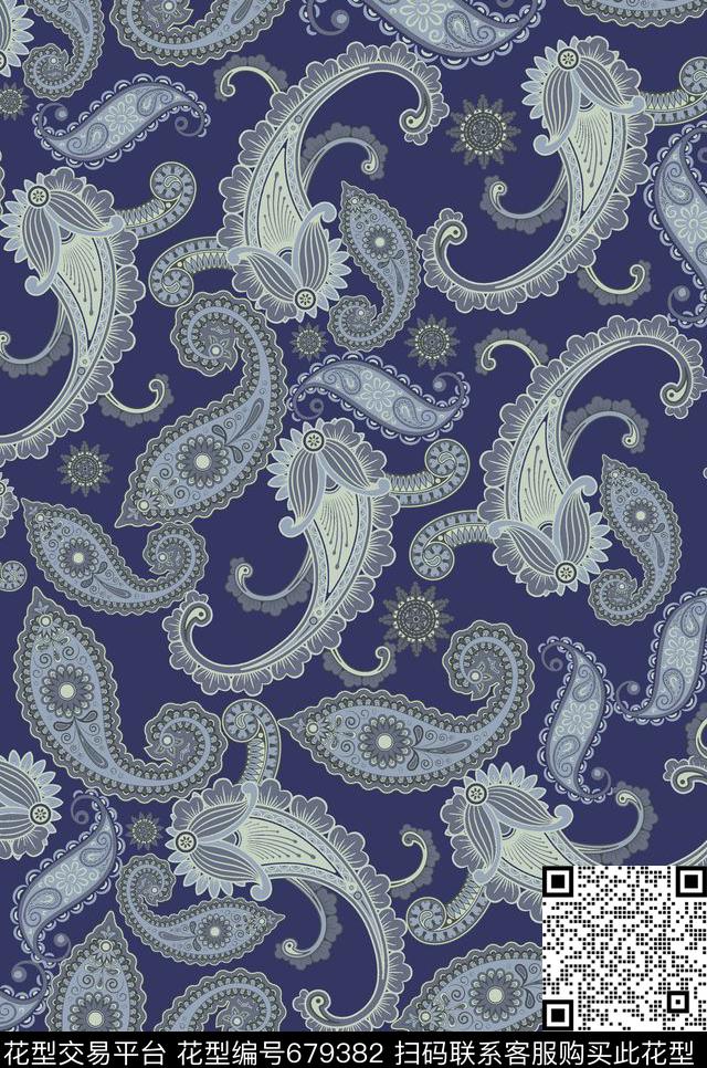 火腿花腰果佩斯利传统印花华亿平台下载（图片编号: 679382） - 瓦栏（Walan）