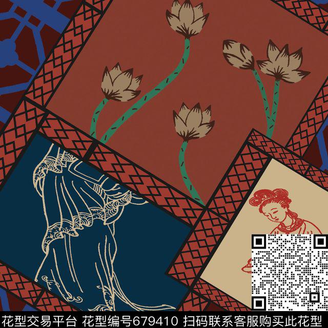 剪纸工笔画中国风传统印花华亿平台下载（图片编号: 679410） - 瓦栏（Walan）