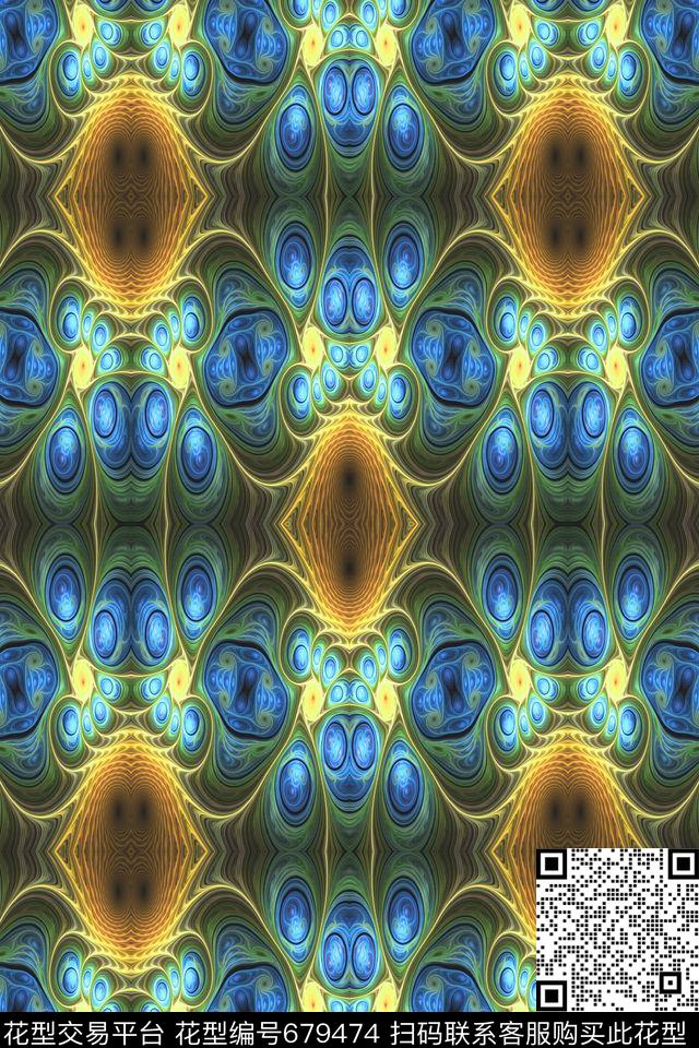 手绘、水彩、抽象纹理、女装数码印花华亿平台下载（图片编号: 679474） - 瓦栏（Walan）