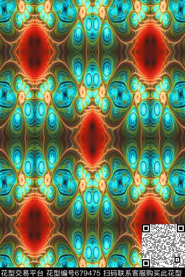 手绘、水彩、抽象纹理、女装数码印花华亿平台下载（图片编号: 679475） - 瓦栏（Walan）